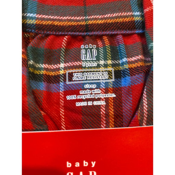 NWT Gap BabyGap Flannel Red Plaid Tartan Holiday Pajama Top & Bottom Set (5T) - Picture 3 of 5